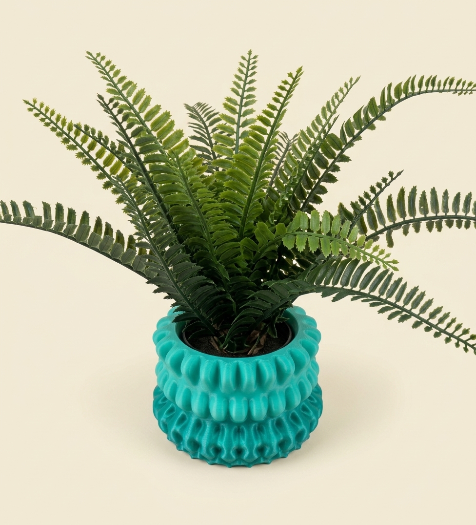 Jarrón Macetero con Textura Espiral y Ondas