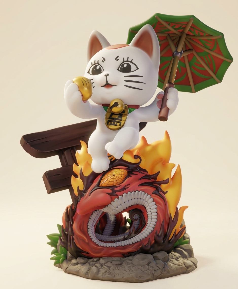 Figura Chibi Gato Turbo Abuela - Inspiración Dandadan